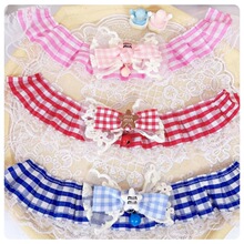 爆款宠物可爱格子围脖猫咪狗狗柯基法斗泰迪柴犬围巾领结口水巾