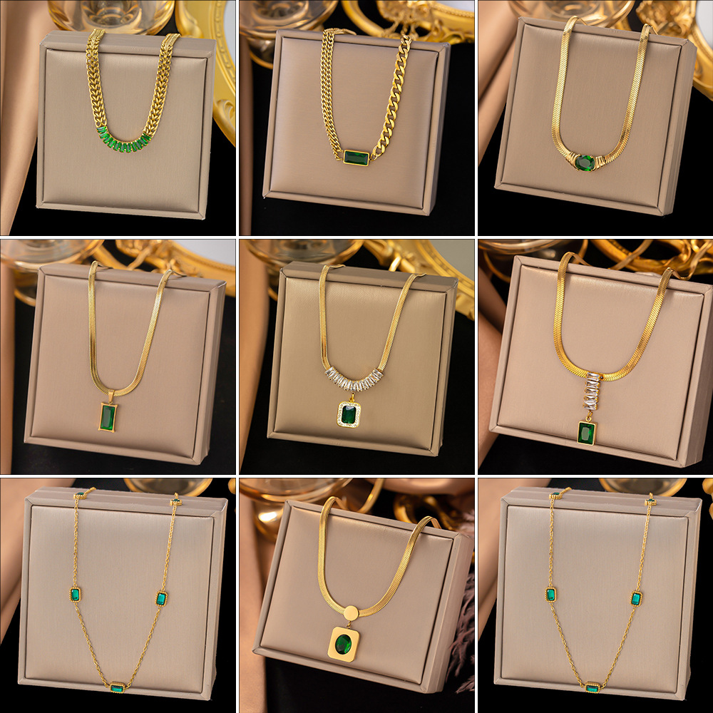 Pendant Necklace Classification 304 Stainless Steel Chain Material 1 Piece Quantity PVD Coated Real Gold Plated Geometric Titanium Steel Modern Style Sweet Classic Style Waterproof Non Tarnish Titanium Steel Pendant Necklace