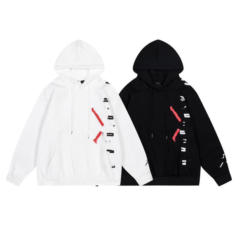 Autumn and Winter European and American fashion brand sweater hooded fleece jacket large letter printed sports casual men's youth top