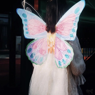 Hollow butterfly wings diy flower fairy Park flying double-layer butterfly pvc children's blank Wings activity