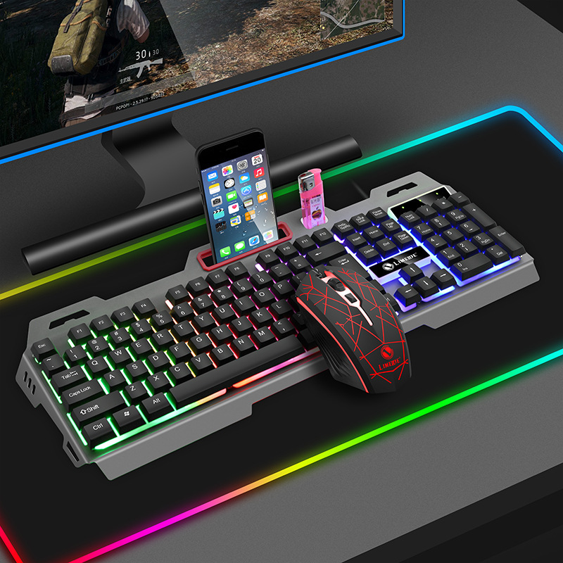 力マグネシウムT19金属発光パソコン用キーマウスセットゲームカラフルバックライト機械手触りキーボードマウス|undefined
