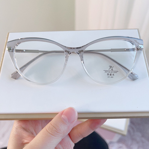 TR8201 fashionable export cat-eye frame glasses can be matched with myopia cross-border anti-blue light flat butterfly glasses frame