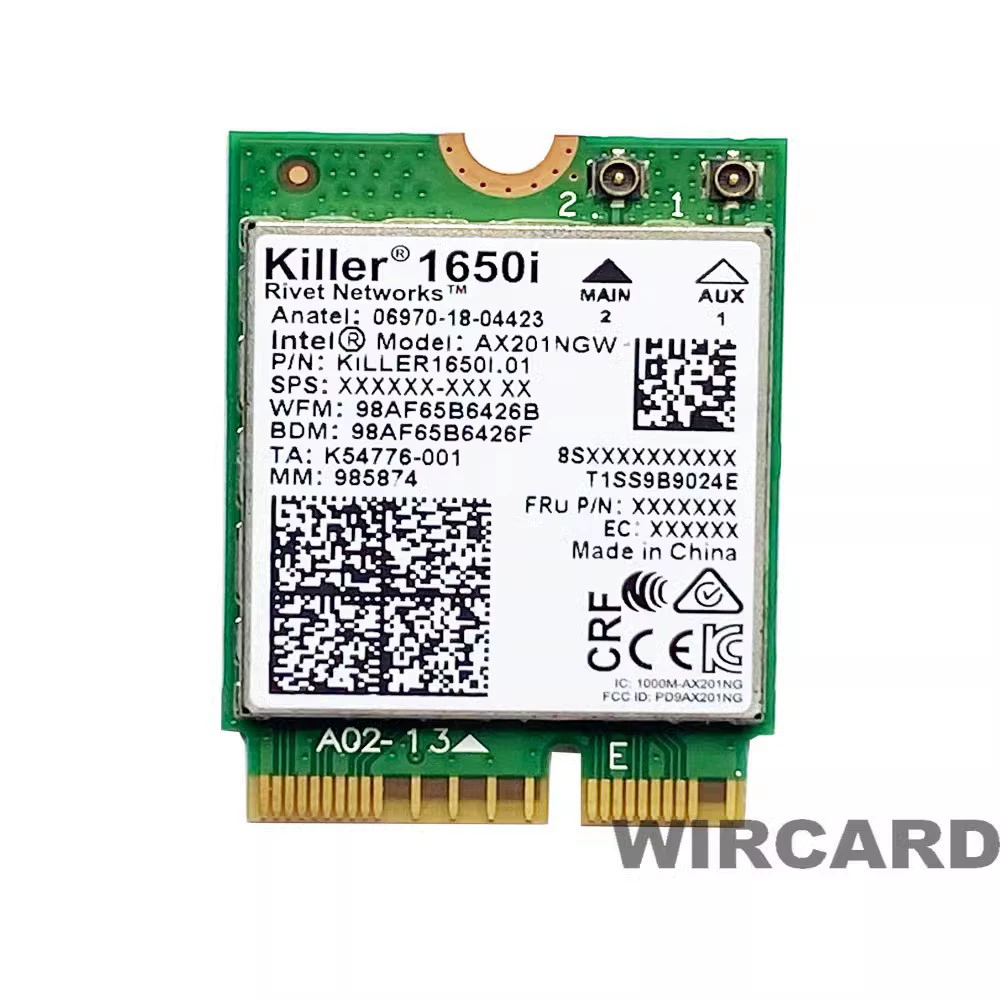 Киллер1650i AX201NGW Гигабитная ноутбук беспроводной Wi-Fi6 Bluetooth электрическая сетевая карта