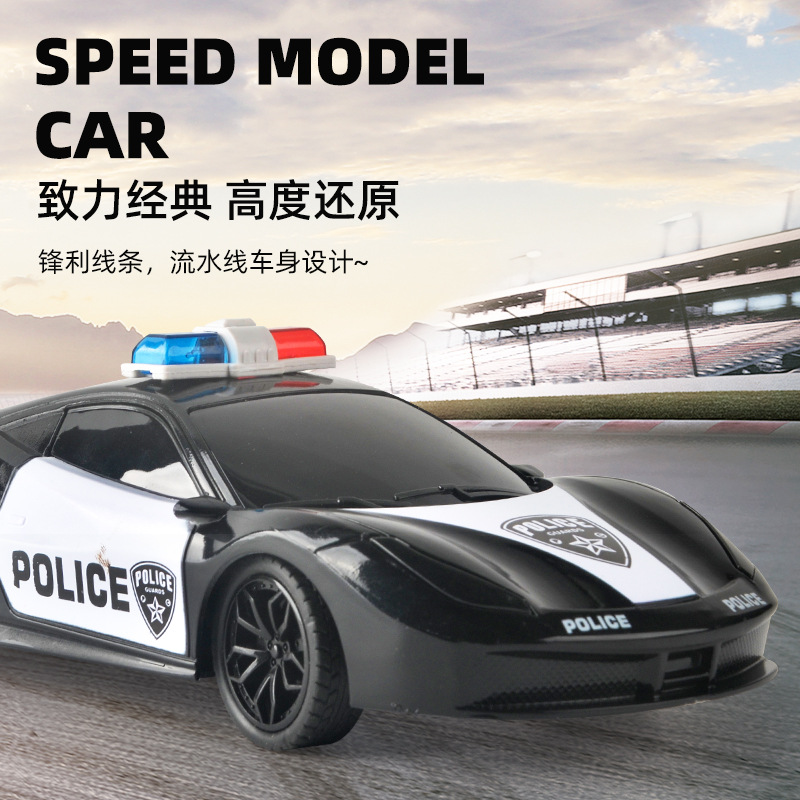 Coche deportivo de control remoto eléctrico para niños, coche de carreras todoterreno con luces, coche de policía, regalo para niños de 3 años, modelo recargable