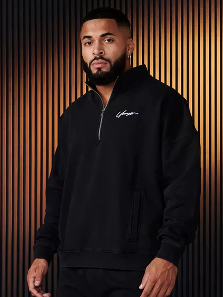 Youngla American New Men's Half-Zip Sweatshirt Cotton Sports Muscle Fitness Jacket Running Training Long Sleeves