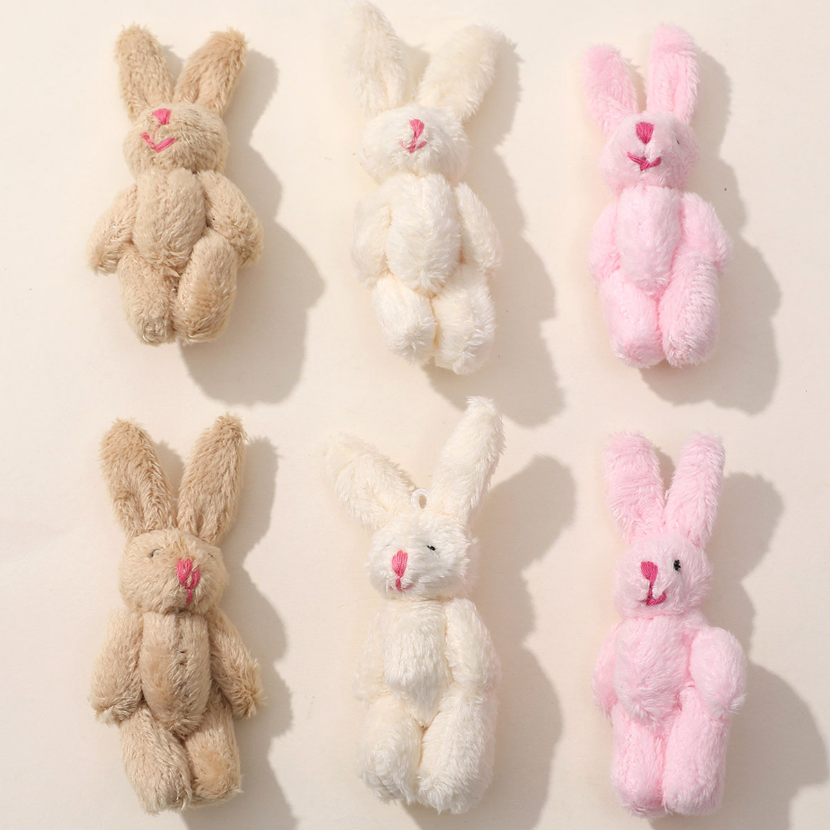日系少女感毛絨卡通長毛關節兔子玩偶配件飾品DIY鑰匙扣掛件批發
