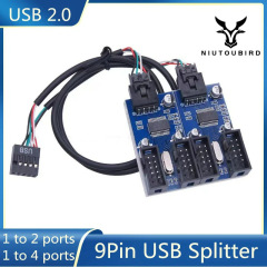 HXADコンピュータマザーボード9PinインターフェースUSB2.0ピン一分二/一分四プラグアンドプレイハブ