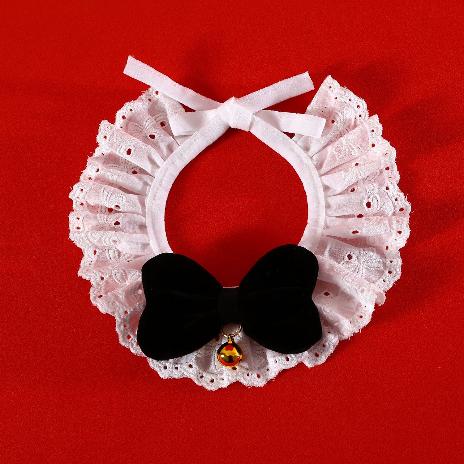 Pantalones de encaje de mascotas plegados princesa seda arco de Año Nuevo collar gato perro collar rojo de Navidad