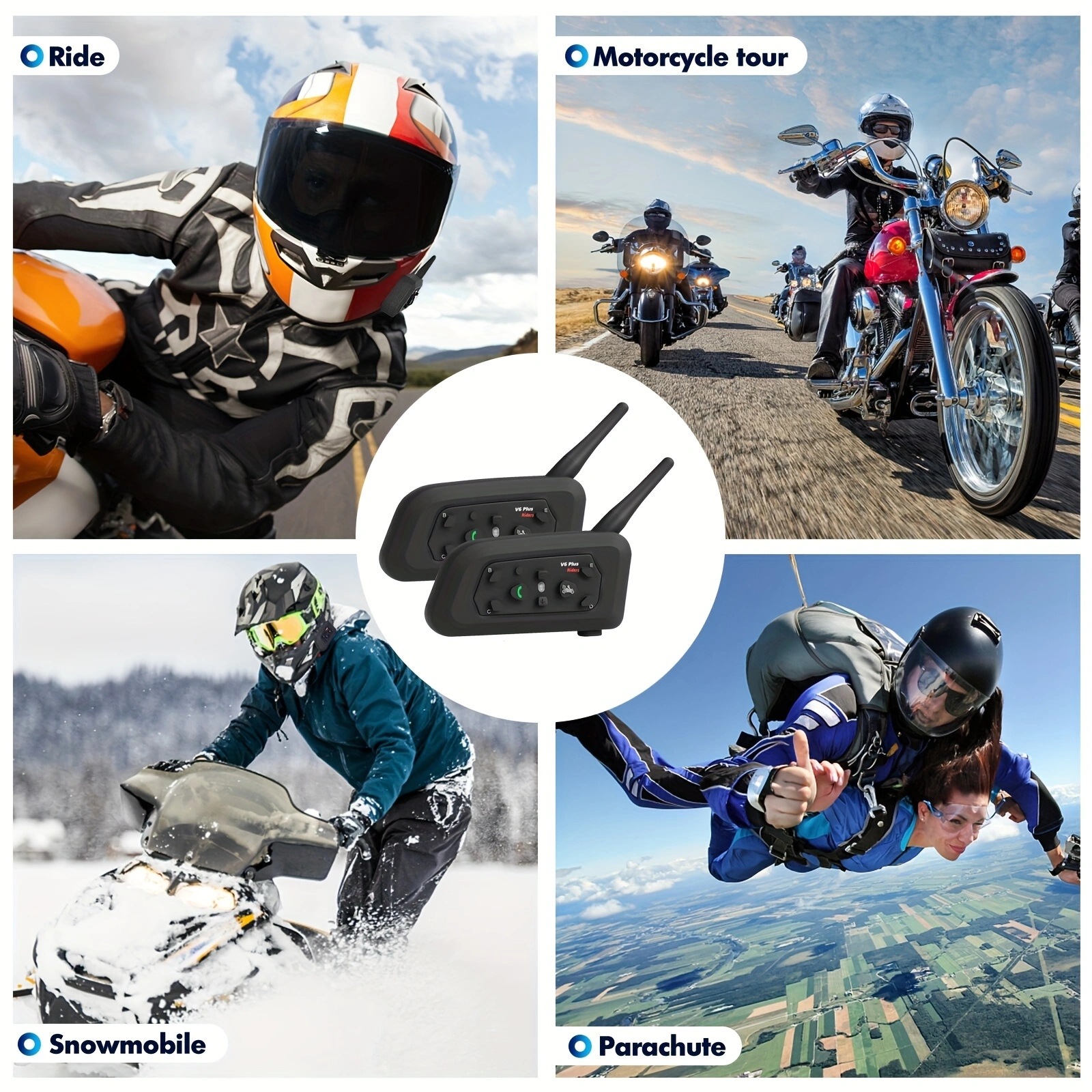 V6-1200 Motorcycle Helmet Bluetooth Intercom 1200m Dual-Mode Riding Bluetooth Intercom