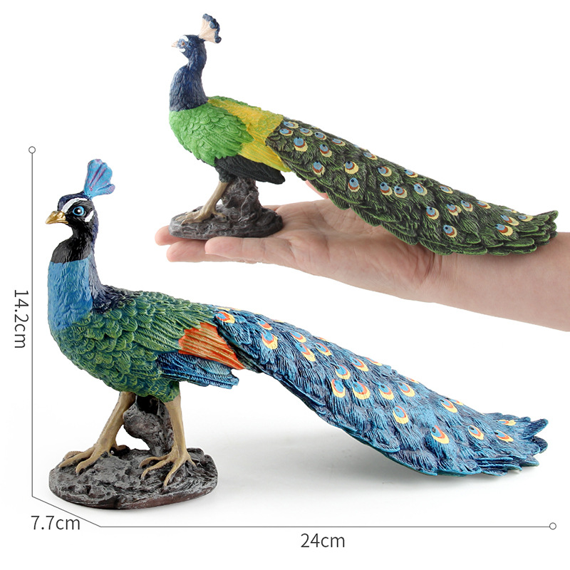 Transfronterizo Nueva simulación animal modelo de Pavo Real azul verde blanco Pavo Real decoración estática decoración de escritorio juguete al por mayor