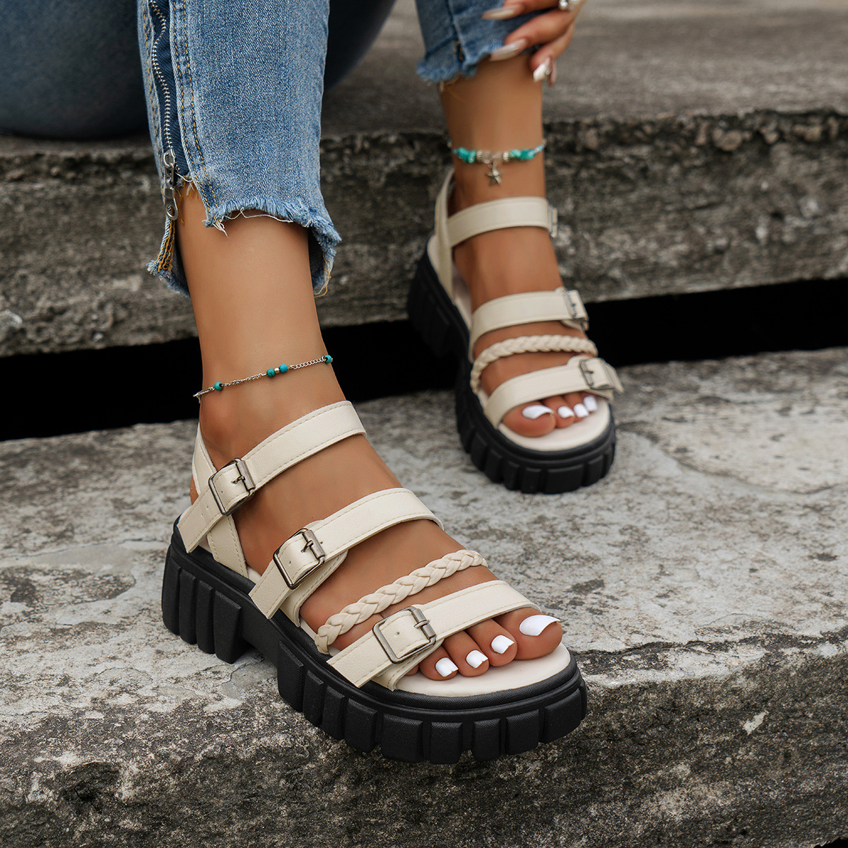 fashionable sandals platform open toe