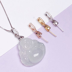 S925 Pure Silver Small Pendant Clasp Head Jade Pendant Clasp DIY Emerald Pendant Silver Clasp Head Small Buddha Necklace Clasp