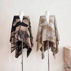 2025新款百搭单品!新中式提花斗篷披肩女秋季民族风垂感上衣外套