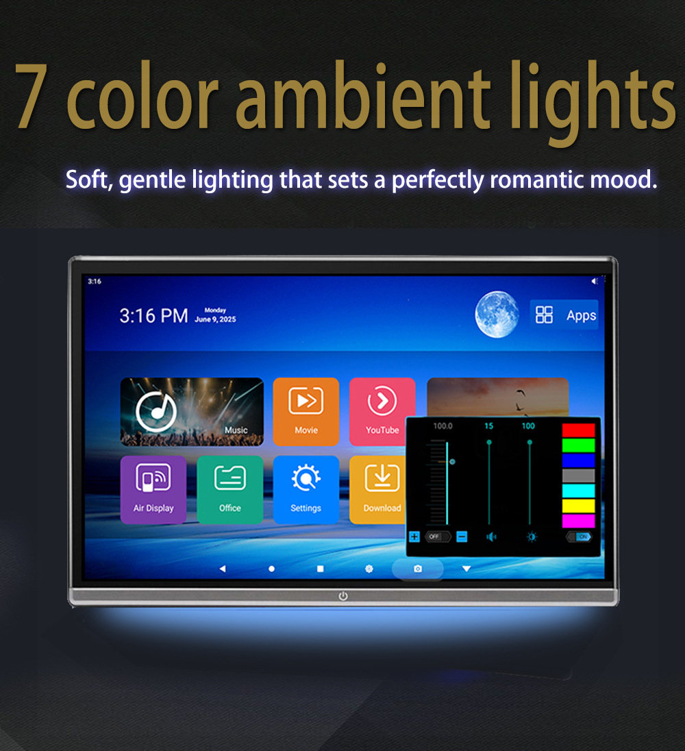 13.3inch Inch Android Monitor for Car Headrest, Rear Seat Advertising Player, Android Monitor for Car Tv