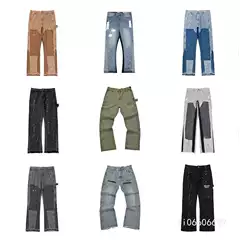25 Cross-Border Trendy Brand Gallery Dept Color-Blocking Splash-Ink Flared Jeans Unisex High Street Floor-Length Straight Pants