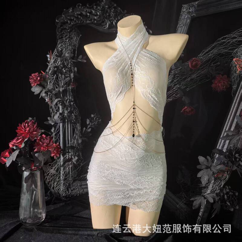 Original Design by Da Niufan: Sweet Girl Lingerie, Sexy Sheer Nightgown with Halter Neck, Pure Desire Style, Hip-Hugging Dress for Young Women Original Design by Da Niufan: Sweet Girl Lingerie, Sexy Sheer Nightgown with Halter Neck, Pure Desire Style, Hip-Hugging Dress for Young Women