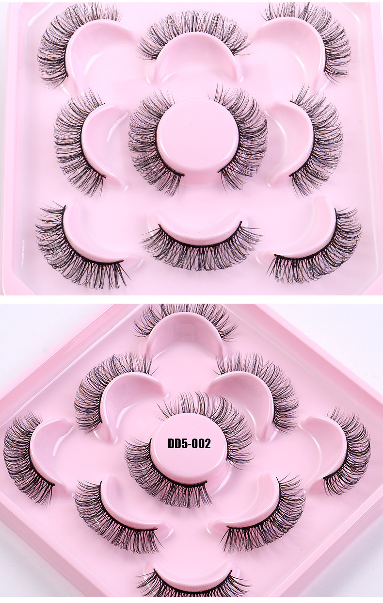 New 5-pair Russian roll DD curved holiday naturally curled and thick synthetic fiber eyelashes_voghion.com