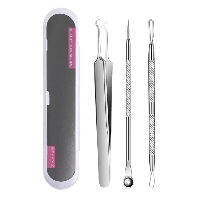 Aguja de acné al por mayor de fábrica aguja de acné 3 piezas de acero inoxidable aguja de acné de doble cabeza aguja de acné herramienta de belleza