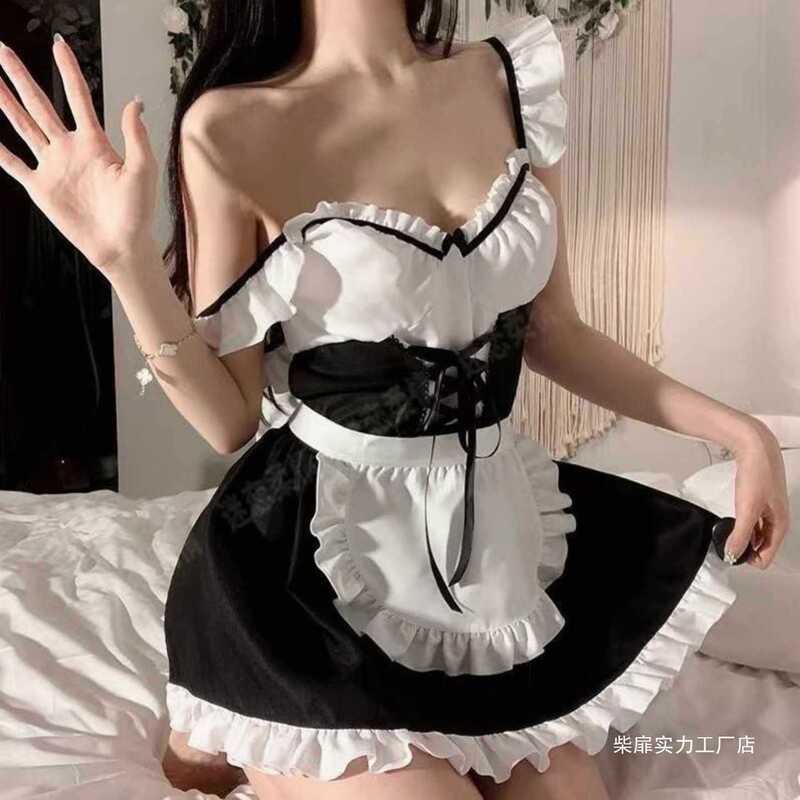 Fun Pajamas for Women with Small Busts, 2025 New Hot Lingerie, Sexy Uniform Set, Plus Size Pure Desire Maid Outfit Fun Pajamas for Women with Small Busts, 2025 New Hot Lingerie, Sexy Uniform Set, Plus Size Pure Desire Maid Outfit