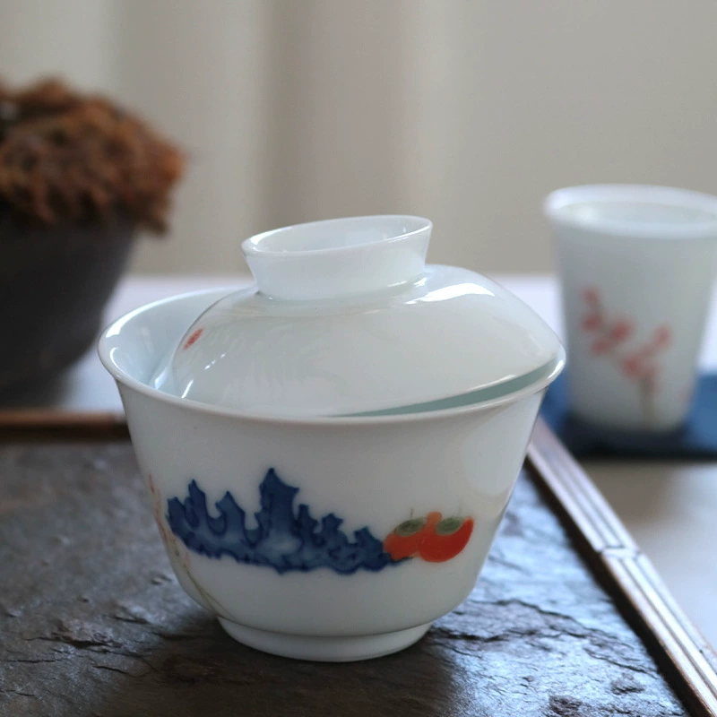 Retro creative tea cup jade for home use, tea set, hand painting, wholesale
