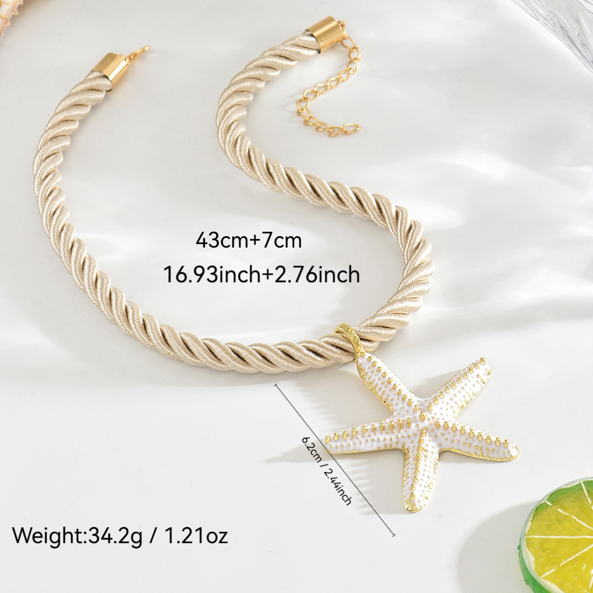 Alloy Pendant Material Beach Modern Style Starfish Alloy Rope Woven Chain Lobster Trigger Clasp Closure Pendant Necklaces Wholesale