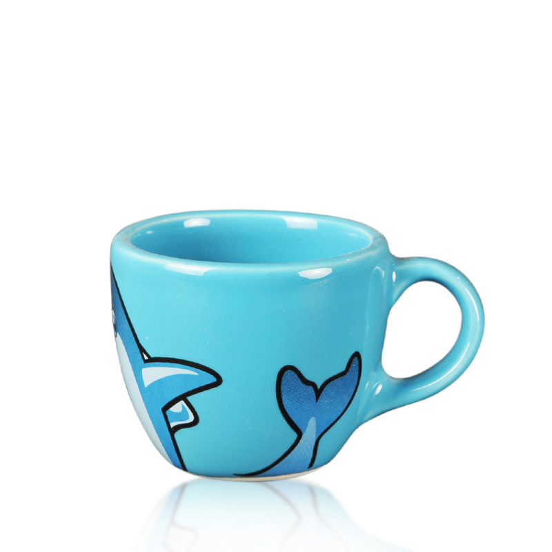 Espresso esmaltado de color personalizado juego de tazas y platillos de café de cerámica italiana con logotipo impreso taza de café capuchino de estilo europeo