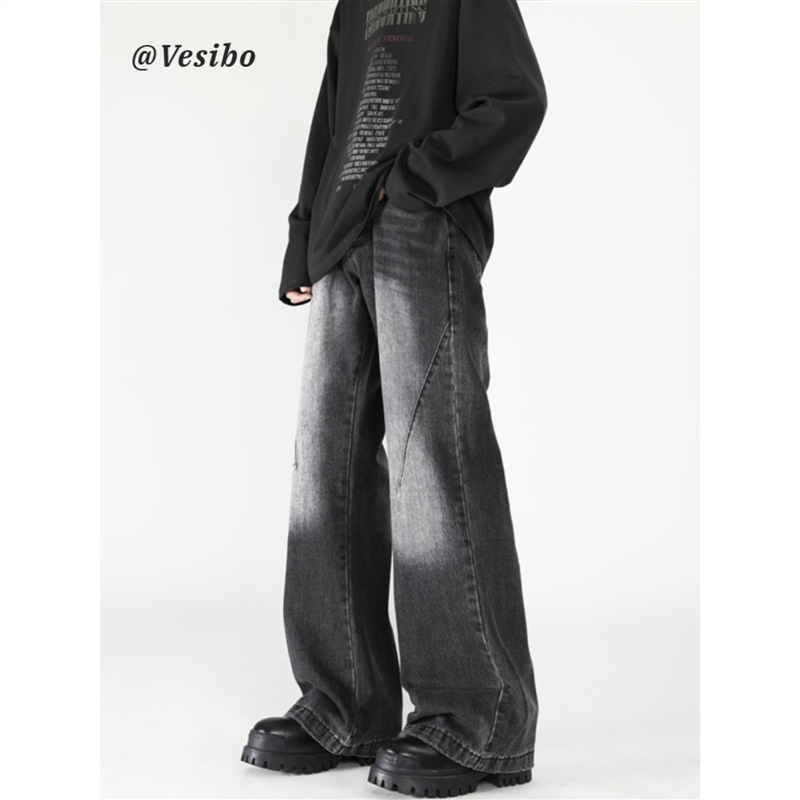 American Style cleanfit Jeans Men's Autumn Fashion Brand Loose Retro Old Straight Leg Pants High Street Puppies Handsome Pants