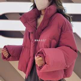 欧洲站小个子短款羽绒服女冬季新款韩版宽松立领面包服加厚外套潮