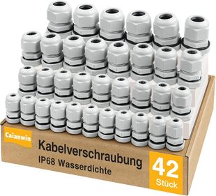 42Pcs Kabelverschraubung Set - Caianwin Ip68 Kabeldurchführ