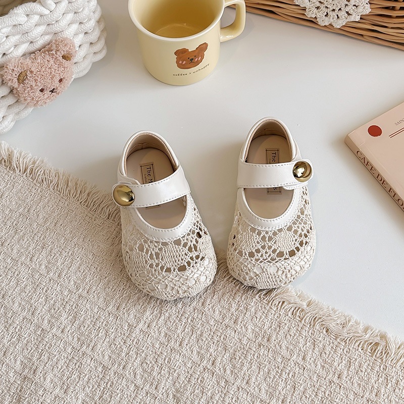 Mädchen-Ballerinas aus Spitze | Atmungsaktive Mary Janes im französischen Stil aus Mesh für Alltag und festliche Anlässe_voghion.com