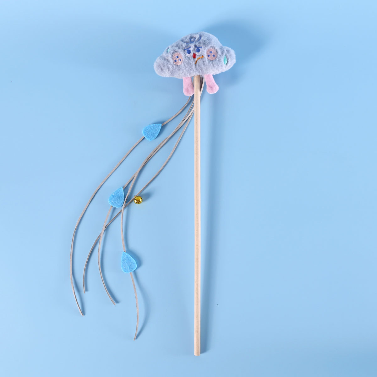 Juguete interactivo para gatos con sonido, varita de peluche con forma de estrella de mar y girasol, con borlas y cascabel, para estimular a tu gato.