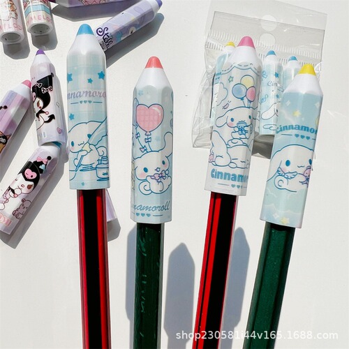 Cute cartoon pencil cap protective cover for primary school students, pen cap extender, girl's simple anti-poke pencil cover, pencil holder
