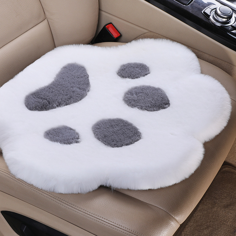 Qìchē – Wool pad Winter Plush Cat - whitegrey-cat-paw