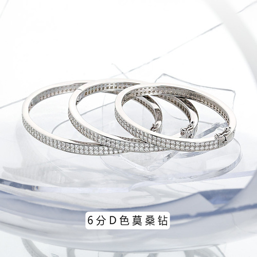 3mm Full Diamond Moissanite Bracelet for Women 925 Pure Silver Simple Luxury Style Elliptical Band Fashionable and Versatile Gift