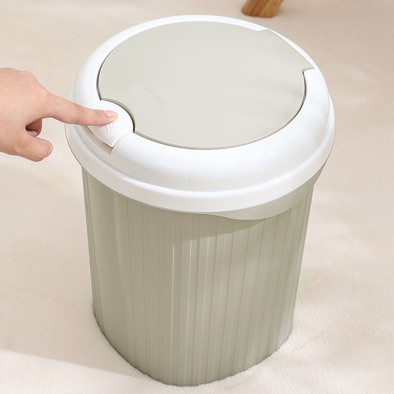 Trash Can with Lid for Home Indoor Bathroom Kitchen Living Room Closed Trash Can with Lid Deodorant Pop-Up Lid Paper Bag