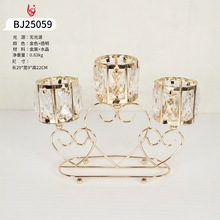 水晶烛台欧式简约酒店婚庆装饰三头组合烛台套装装饰酒店工艺摆件