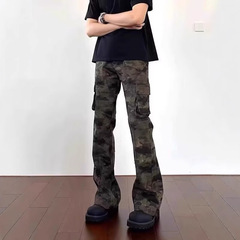 牛仔裤男士美式迷彩工装春秋夏季新款潮牌高街小众宽松休闲裤男装