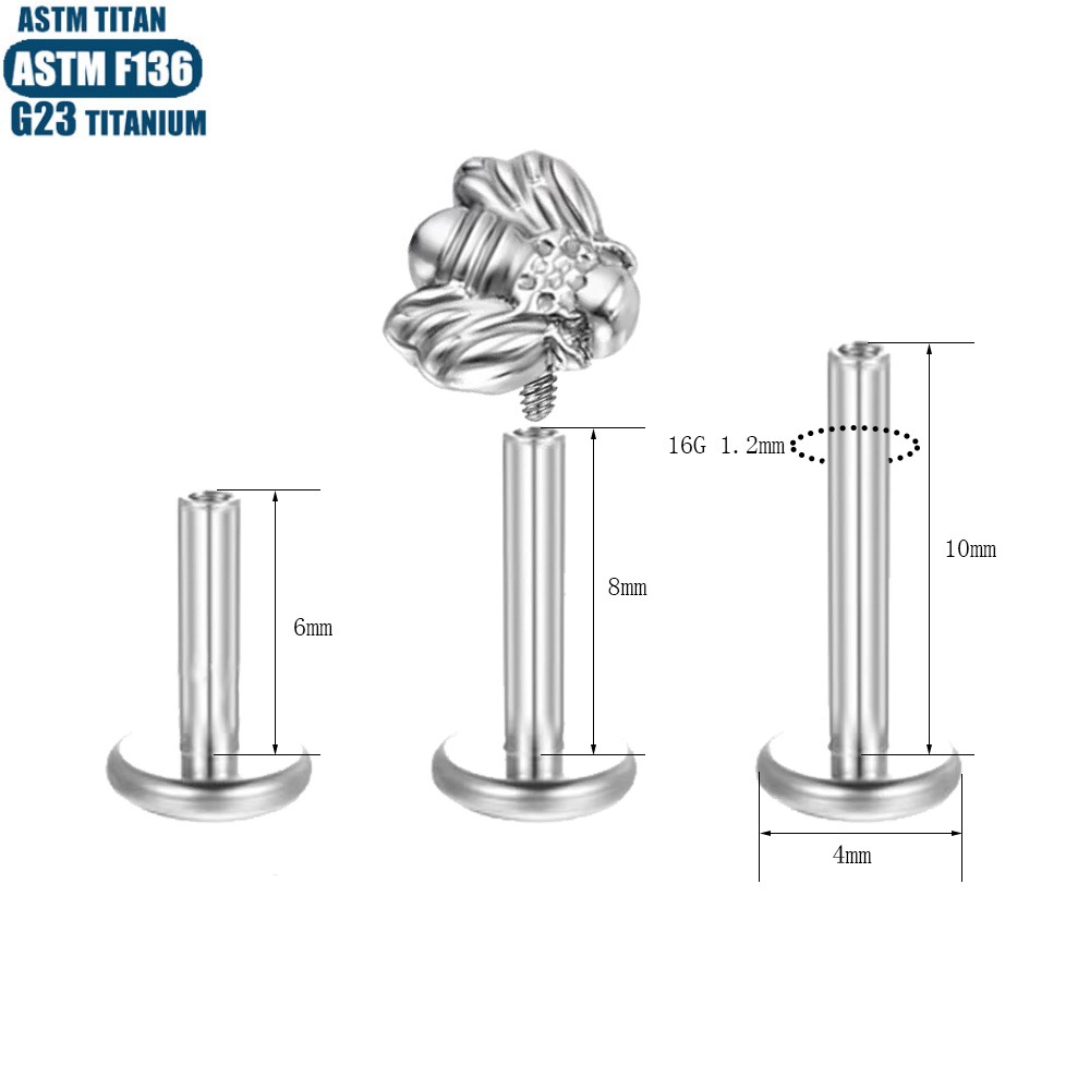 F136 Titanium Alloy Lip Ring Small Ear Nail Thread Inner Tooth Ear Bone Nail Tragus Piercing Earring Cartilage Ring Snake Lip Nail detail image 13