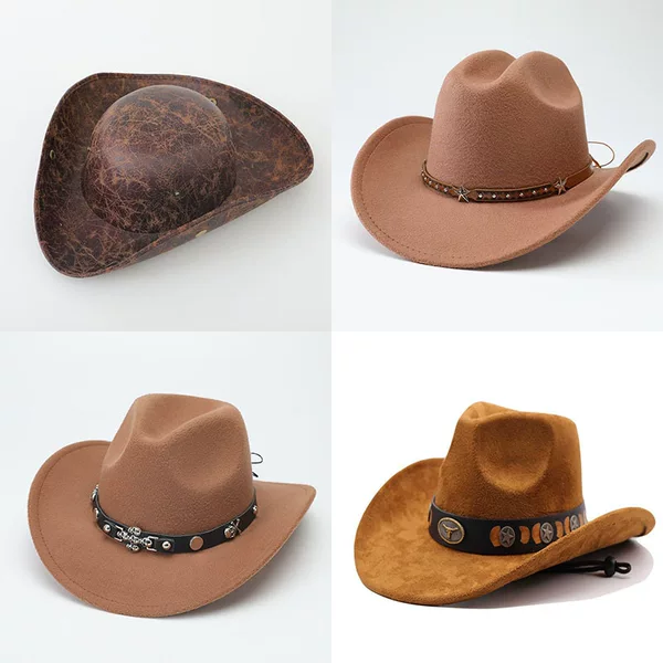 European and American Cross-Border Western Cowboy Hat with Retro Bull Head Accessories, Ethnic Style Jazz Hat, Deer Leather Riding Hat