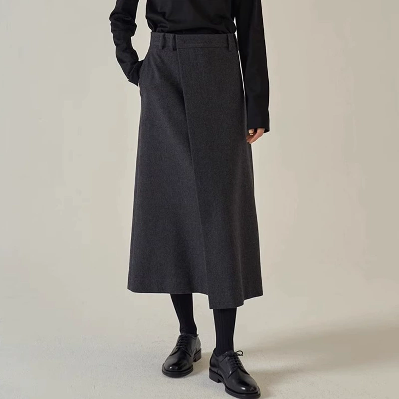Юбка FACA*E PATTE*N женская, весна-осень 2025, новая нишевая модель, миди, высокая талия, шерстяная, А-силуэта