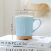 Hyundai simple office coffee cup with wood pad ceramic cup in the workplace solid color mug home drinking water cup