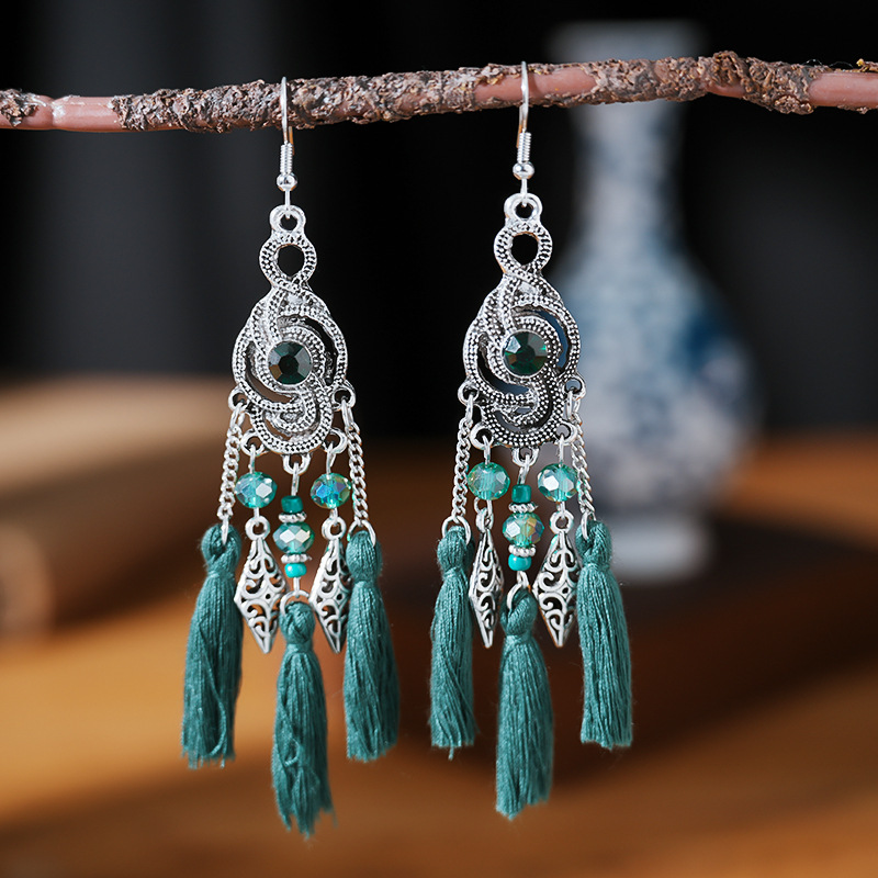 1 Paire Style Simple Style Classique Fleur Incruster Alliage Turquoise Boucles D'oreilles display picture 6