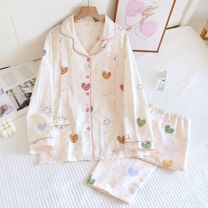 纱布月子服产后纯棉大码孕产妇睡衣女春秋产妇夏季哺乳长袖两件套
