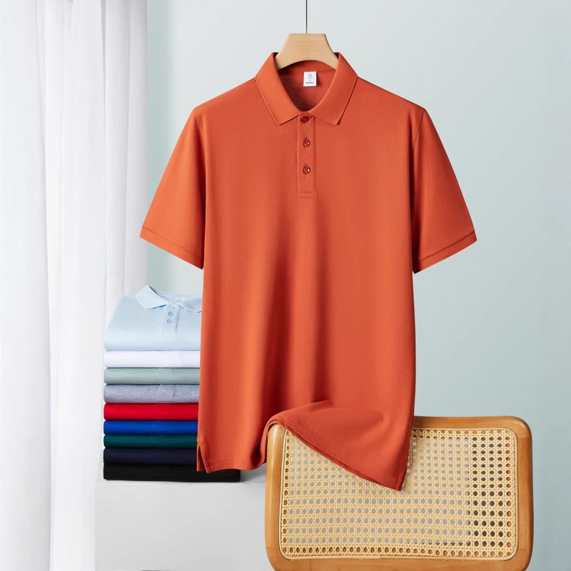 Advertising Shirt 230g Mercerized Pure Cotton Lapel Collar with Hem Slit Men's Workwear Printed Logo Casual Short-Sleeved Polo Shirt Advertising Shirt 230g Mercerized Pure Cotton Lapel Collar with Hem Slit Men's Workwear Printed Logo Casual Short-Sleeved Polo Shirt