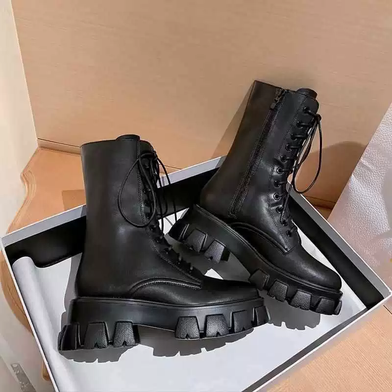 Martens, white thin breathable trend universal low boots platform, mid-length