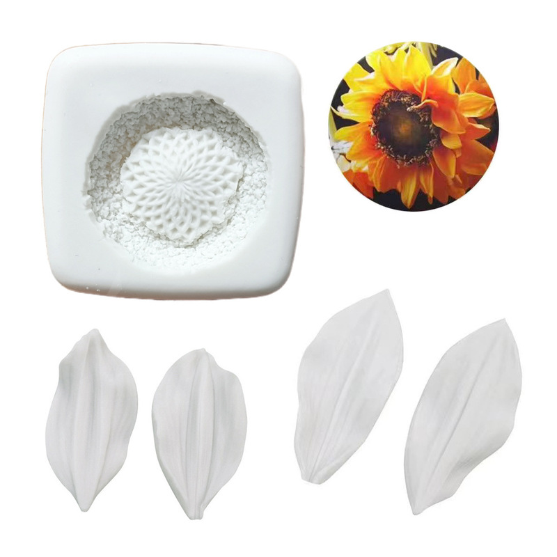 Sunflower Petal Flower Center Double-sided Pattern Mold Petal Clamp Mold Press Mold Fold Sugar Silicone Mold diy Chocolate Mold