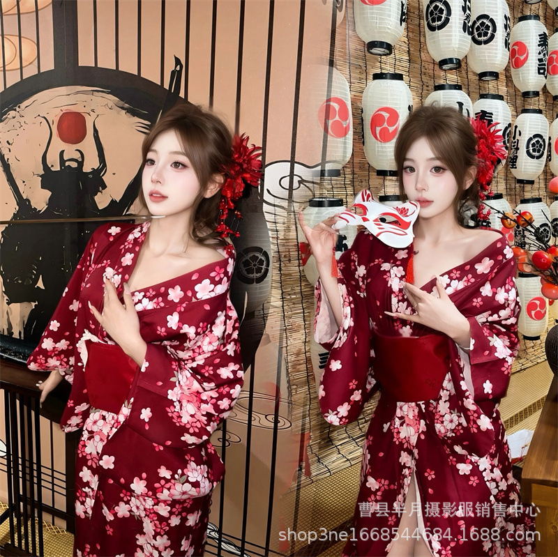 Kimono Japanese Style New Improved Traditional Shrine Maiden Yukata Dress Photo Shoot Japanese Photography Clothing Photo