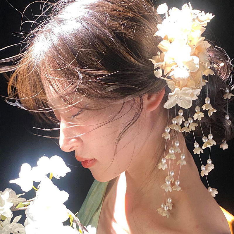 Super hada lirio de los valles flor borla horquilla retro nuevo estilo chino flor accesorios para el cabello Mori estilo antiguo cheongsam cabeza de flor accesorios