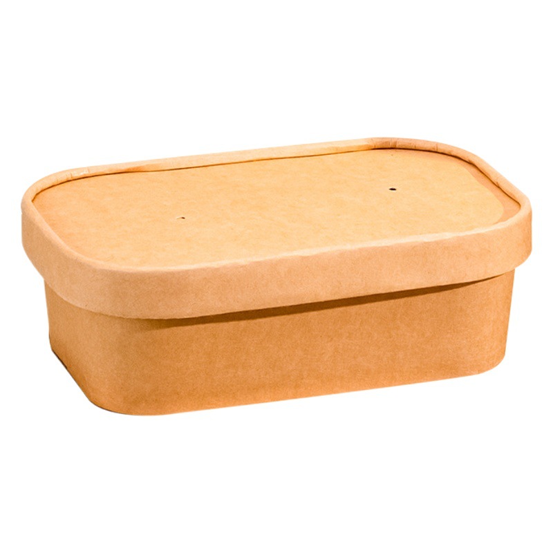 Disposable rectangular lunch box takeaway packing box with lid paper bowl commercial food grade light food salad fruit lunch box