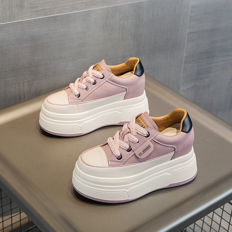 2026 Осенние новые женские туфли с маленькой толстой клиновидной платформой каблуки женские туфли со вставкой высокий каблук повседневные туфли для женщин модные